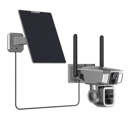 Making sure you don't miss a thing, the Powerology 4G/WiFi 360° Dual Lens Outdoor Camera in Black takes complete surveillance. With three 2MP HD CMOS 
