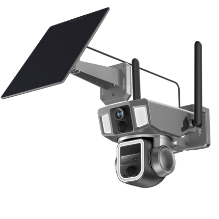 Making sure you don't miss a thing, the Powerology 4G/WiFi 360° Dual Lens Outdoor Camera in Black takes complete surveillance. With three 2MP HD CMOS 