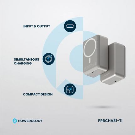 The Powerology 30000mAh MagSafe Aluminum Power Bank is a power and portable solution for charging-in-motion. The 30000mAh Li-Polymer battery is high c