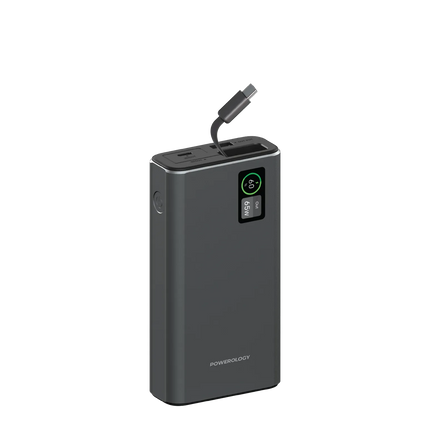 The Powerology Aluminum 20000mAh Power Bank is a strong and adaptable power supply to charge devices anywhere. A massive 20000mAh battery packs inside