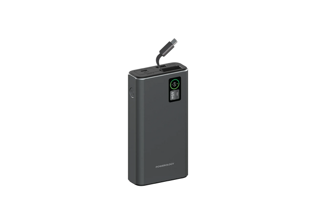 The Powerology Aluminum 20000mAh Power Bank is a strong and adaptable power supply to charge devices anywhere. A massive 20000mAh battery packs inside