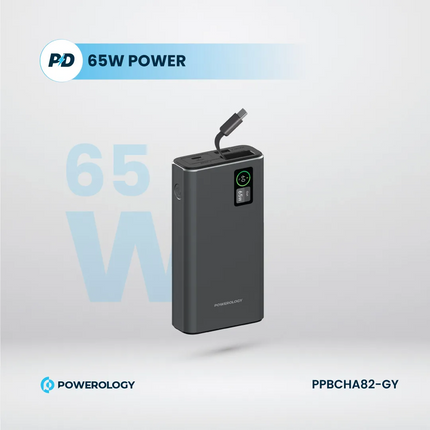 The Powerology Aluminum 20000mAh Power Bank is a strong and adaptable power supply to charge devices anywhere. A massive 20000mAh battery packs inside