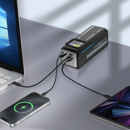 The Powerology 27000mAh Smart Display Power Bank has high-charging power with its 27000mAh capacity and an overall output of up to 140W. It features t