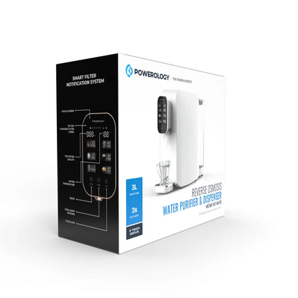 The advanced filtration and efficient performance of the Powerology Reverse Osmosis Water Purifier &amp; Dispenser promises refreshing water in its pu