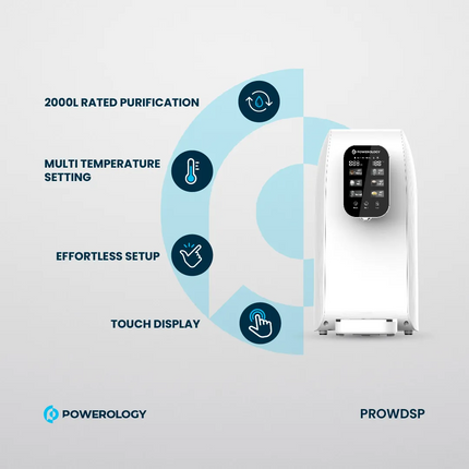 The advanced filtration and efficient performance of the Powerology Reverse Osmosis Water Purifier &amp; Dispenser promises refreshing water in its pu