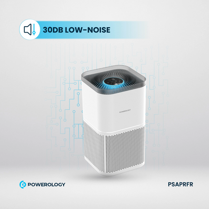 The White Powerology Smart Air Purifier Eliminates Odor &amp; Smoke and offers advanced air purification for a healthier environment. The input voltag