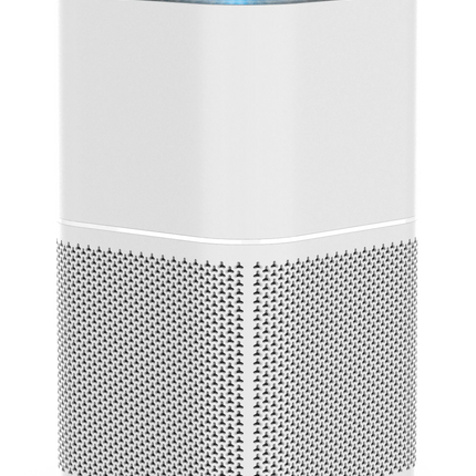 The White Powerology Smart Air Purifier Eliminates Odor &amp; Smoke and offers advanced air purification for a healthier environment. The input voltag