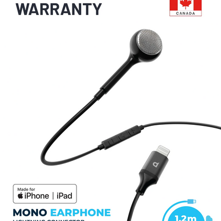 Powerology Single Earphone with MFi Lightning Connector