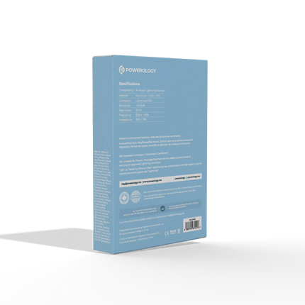 Blue box with text and a Powerology logo on a white background