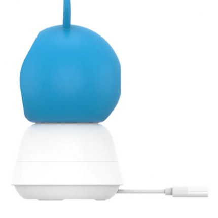 Blue and white device on a white background