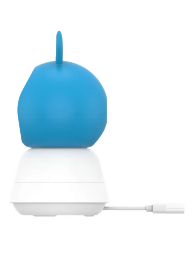 Blue and white device on a white background