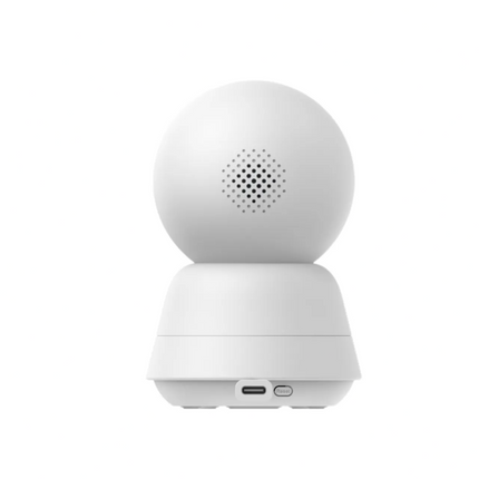 White spherical device with a smaller sphere on top on a white background