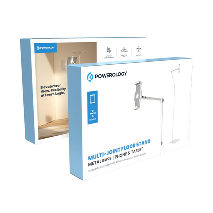 Powerology Multi-Joint Floor Stand Metal Base Phone & Tablet - White