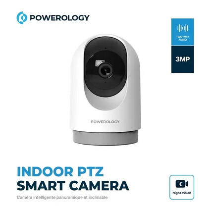 The Powerology Indoor PTZ Smart Camera is a perfect choice to secure your home. This camera delivers crystal clear images with full HD resolution of 2