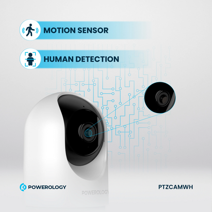 The Powerology Indoor PTZ Smart Camera is a perfect choice to secure your home. This camera delivers crystal clear images with full HD resolution of 2