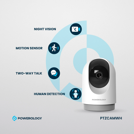 The Powerology Indoor PTZ Smart Camera is a perfect choice to secure your home. This camera delivers crystal clear images with full HD resolution of 2