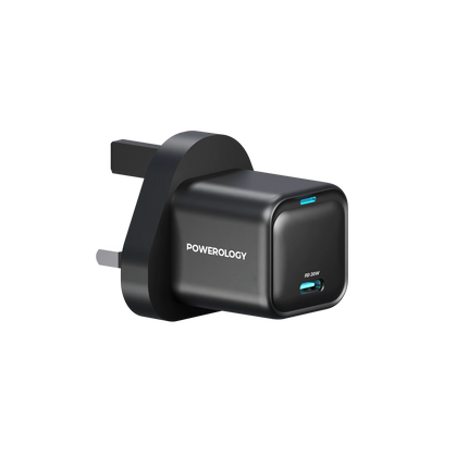 Powereology 20W Single USB-C PD Charger – Black (UK Plug)