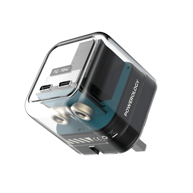 Powerology Crystalline Series Dual PD GaN Charger With Folding Plugs - Clix