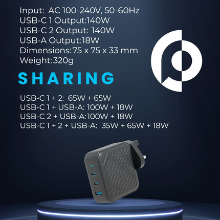 ​
Powerology 140w Dual PD GaN Charger is a really powerful charger and a brilliant choice for professionals with energy-intensive devices. This charge