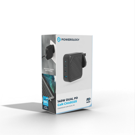 ​
Powerology 140w Dual PD GaN Charger is a really powerful charger and a brilliant choice for professionals with energy-intensive devices. This charge