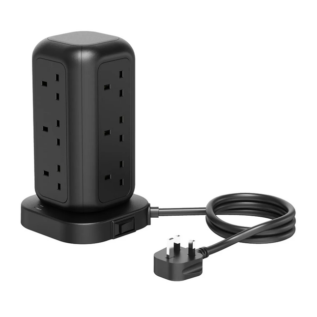 Powerology 12 AC Sockets GaN Tower Hub will efficiently power your devices. This hub offers plenty of space for charging many devices at once, with 12