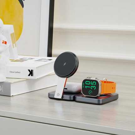 Level up your charging experience with the Powerology Qi2–15W MagSafe iPH15 multi-device charging stand in black. Its smart design and modern technolo