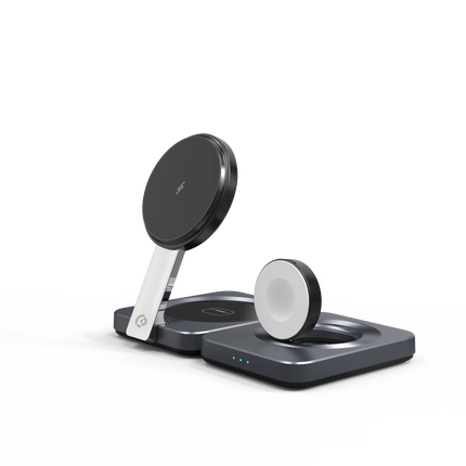 Level up your charging experience with the Powerology Qi2–15W MagSafe iPH15 multi-device charging stand in black. Its smart design and modern technolo