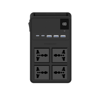 Powerology 2500W 4 AC Power Strip With Built-In Retractable Cables