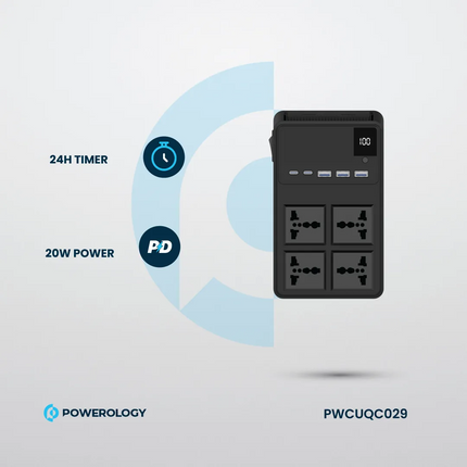 The Powerology 2500W 4 AC Power Strip with Built-In Cables is the perfect multi-purpose power solution. This product is designed to withstand all inpu