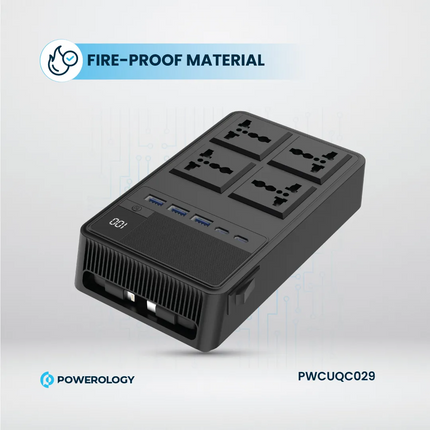 The Powerology 2500W 4 AC Power Strip with Built-In Cables is the perfect multi-purpose power solution. This product is designed to withstand all inpu
