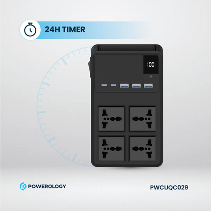 The Powerology 2500W 4 AC Power Strip with Built-In Cables is the perfect multi-purpose power solution. This product is designed to withstand all inpu