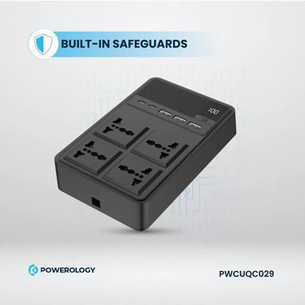 The Powerology 2500W 4 AC Power Strip with Built-In Cables is the perfect multi-purpose power solution. This product is designed to withstand all inpu
