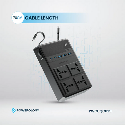 The Powerology 2500W 4 AC Power Strip with Built-In Cables is the perfect multi-purpose power solution. This product is designed to withstand all inpu