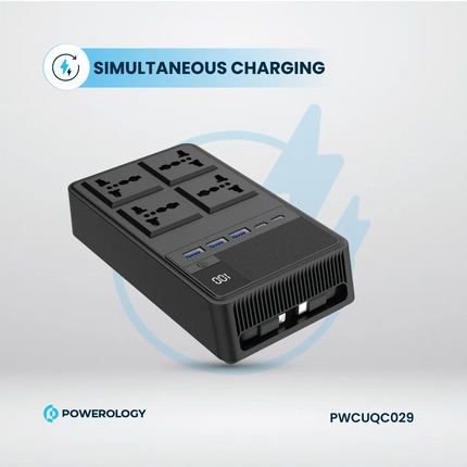 The Powerology 2500W 4 AC Power Strip with Built-In Cables is the perfect multi-purpose power solution. This product is designed to withstand all inpu