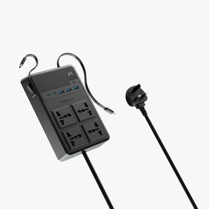 The Powerology 2500W 4 AC Power Strip with Built-In Cables is the perfect multi-purpose power solution. This product is designed to withstand all inpu