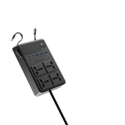 The Powerology 2500W 4 AC Power Strip with Built-In Cables is the perfect multi-purpose power solution. This product is designed to withstand all inpu