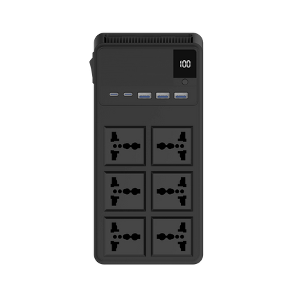 Powerology 2500W 6AC Power Strip with Built-In Retractable Cables