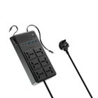 Powerology 2500W 6AC Power Strip with Built-In Retractable Cables