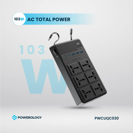 The Powerology 2500W 6AC Power Strip with Built-In Retractable Cables - Black is the most versatile tool for charging and powering devices in a home o