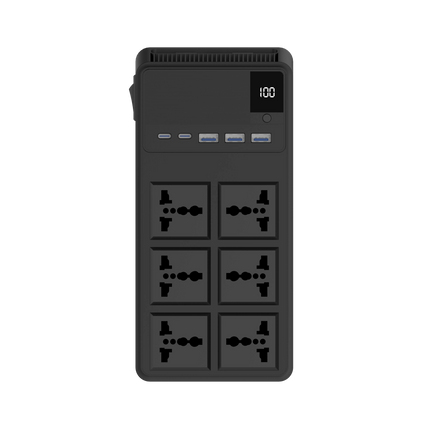 The Powerology 2500W 6AC Power Strip with Built-In Retractable Cables - Black is the most versatile tool for charging and powering devices in a home o