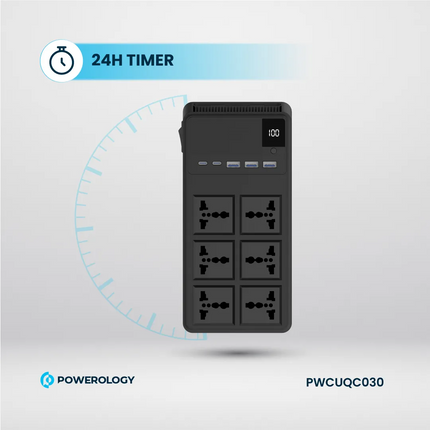 The Powerology 2500W 6AC Power Strip with Built-In Retractable Cables - Black is the most versatile tool for charging and powering devices in a home o