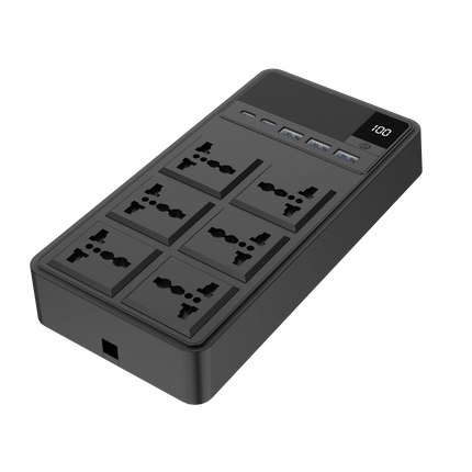 The Powerology 2500W 6AC Power Strip with Built-In Retractable Cables - Black is the most versatile tool for charging and powering devices in a home o