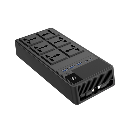 The Powerology 2500W 6AC Power Strip with Built-In Retractable Cables - Black is the most versatile tool for charging and powering devices in a home o