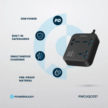 The Powerology Power Strip 3250W is a high-performance, multifunctional power solution for your home or office. Famous for the great 3250W rated power