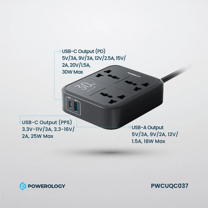 The Powerology Power Strip 3250W is a high-performance, multifunctional power solution for your home or office. Famous for the great 3250W rated power