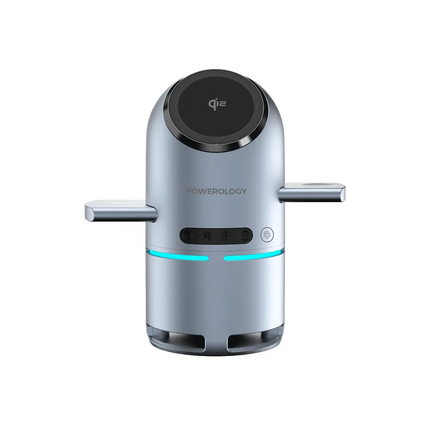 The Powerology Qi2 Speaker Charge Station is a revolutionary single-product device that charges your essentials and produces sound. It has a 1000mAh c