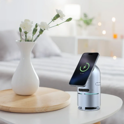 The Powerology Qi2 Speaker Charge Station is a revolutionary single-product device that charges your essentials and produces sound. It has a 1000mAh c