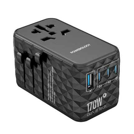 Powerology GaN 170W Universal Charger with 4-Ports Fast Charging + AC is the next-generation, high-power charger that meets the requirements of the mo