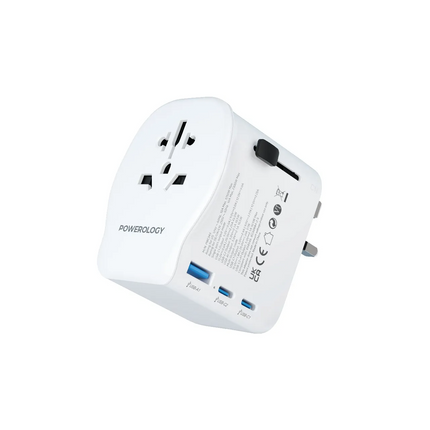 The Powerology Universal Travel Adapter is a general-purpose travel charger for global traveling and can accept both 1250W for US devices and 2300W fo