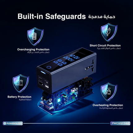 The Powerology 2×AC Socket Car Power Inverter, packing a power of 300W with a 220V AC supply, allows you to work with your devices on the go. There ar